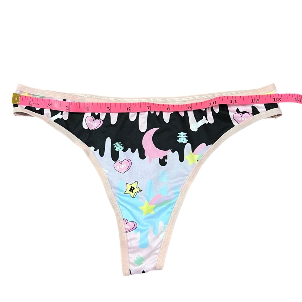 NWT Black & Pink Kawaii Goth Bandeau Tube Top & Bottoms Lingerie Rave Set - Picture 9 of 11